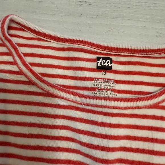 Tea collection girls striped pink heart dress size 10 - Picture 6 of 9